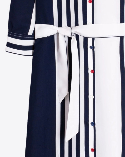 VESTIDO CAMISERO RAYAS MARINO Y BLANCO