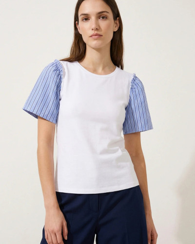 CAMISETA BLANCA MANGA CORTA RAYAS