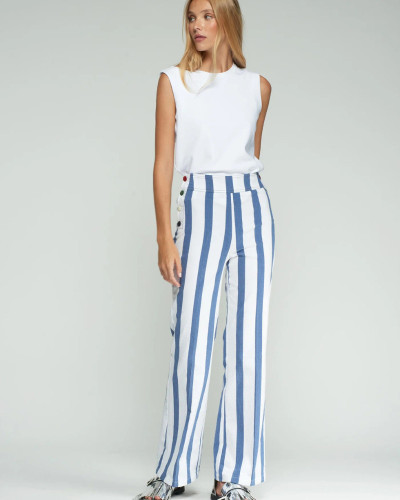 PANTALÓN RAYAS AZUL Y BLANCO BOTONES