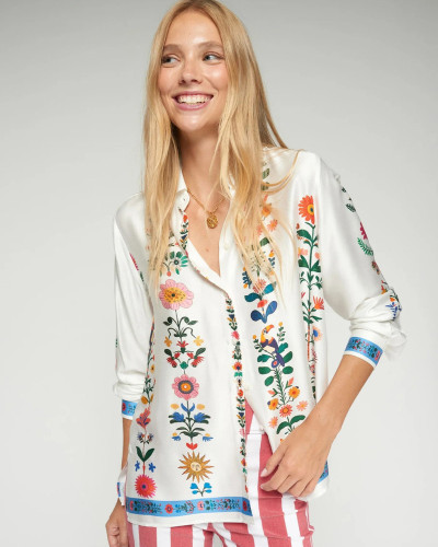 CAMISA BLANCA FLORES VERTICALES