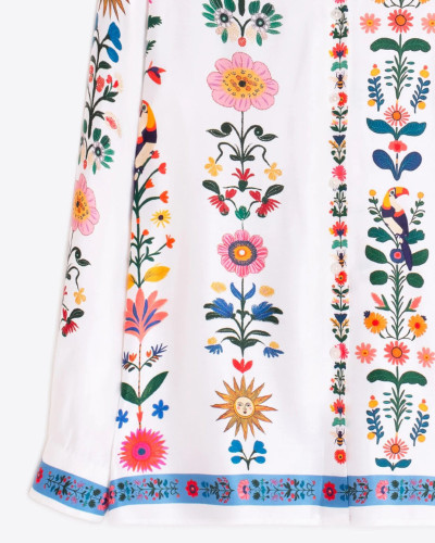 CAMISA BLANCA FLORES VERTICALES