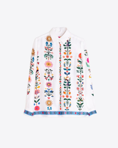 CAMISA BLANCA FLORES VERTICALES