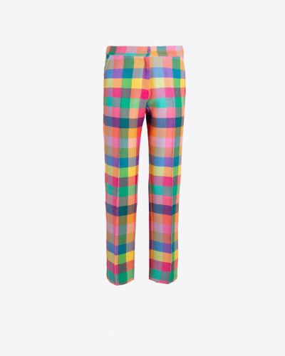 PANTALÓN RECTO CUADROS GINGHAM MULTICOLOR
