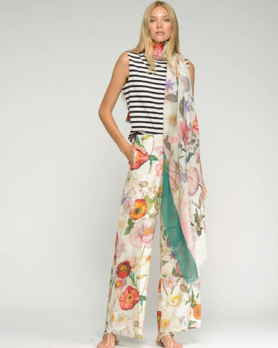 PANTALÓN ESTAMPADO FLORES MULTICOLOR