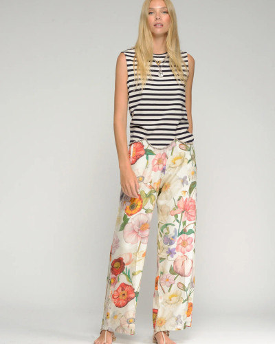PANTALÓN ESTAMPADO FLORES MULTICOLOR