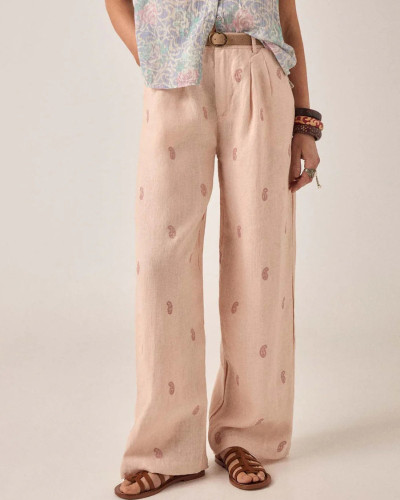 PANTALÓN FLUIDO BORDADOS ROSA