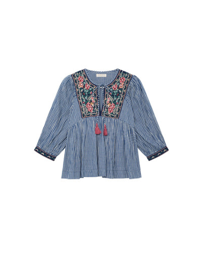 BLUSA CUADRO VICHY ESTAMPADO FLORAL