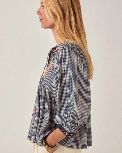 BLUSA CUADRO VICHY ESTAMPADO FLORAL