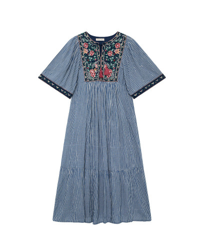 VESTIDO CUADRO VICHY FLORES