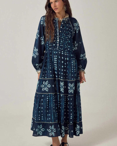 VESTIDO SHIBORI MARINO