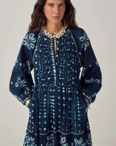 VESTIDO SHIBORI MARINO