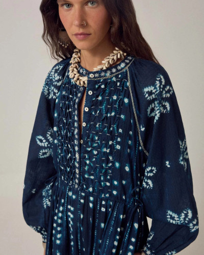 VESTIDO SHIBORI MARINO