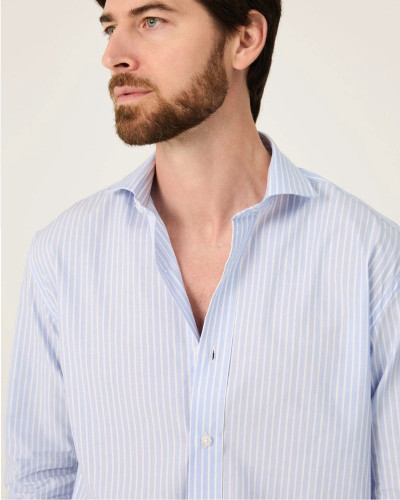 CAMISA POPELIN RAYA AZUL Y BLANCO