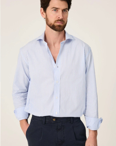 CAMISA POPELIN RAYA AZUL Y BLANCO