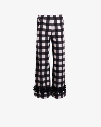 PANTALÓN LARGO CUADRO VICHY BLANCO Y NEGRO