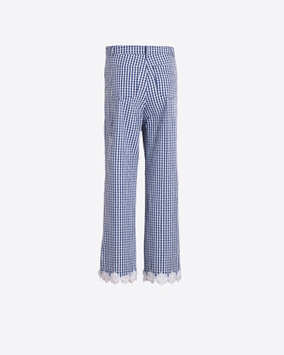 PANTALÓN VICHY AZUL ENCAJE