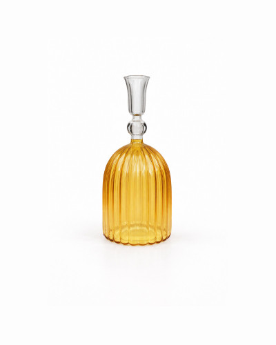 PORTAVELAS CRISTAL ÁMBAR 23X8X8 cm