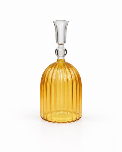 PORTAVELAS CRISTAL ÁMBAR 23X8X8 cm