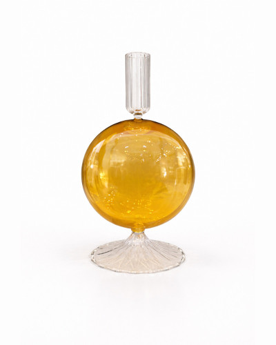 PORTAVELAS CRISTAL ÁMBAR 25x15x10 cm