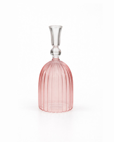 PORTAVELAS CRISTAL ROSA 21X8X8 cm