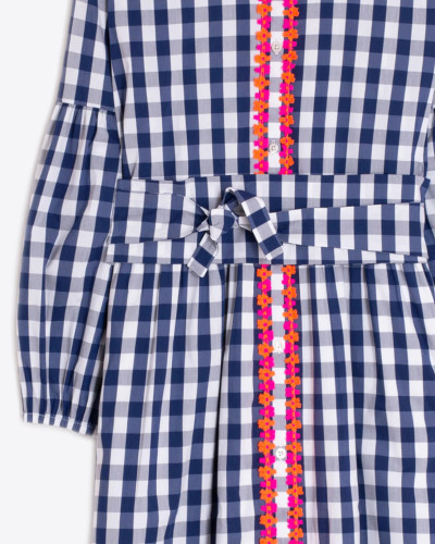 VESTIDO CUADRO VICHY RIBETE FLORES