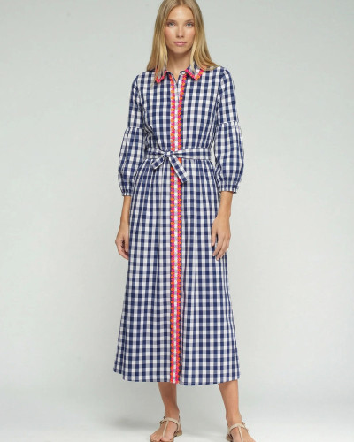 VESTIDO CUADRO VICHY RIBETE FLORES