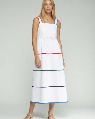 VESTIDO BLANCO TIRANTES FRANJAS COLORES