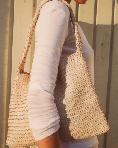 BOLSO PIEL TRENZADA CRUDO
