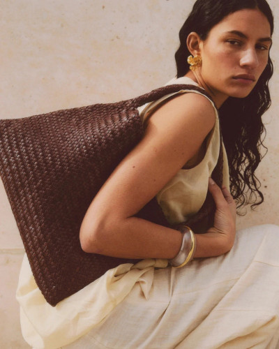 BOLSO PIEL TRENZADA MARRÓN
