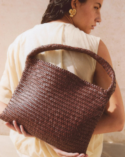 BOLSO PIEL TRENZADA MARRÓN