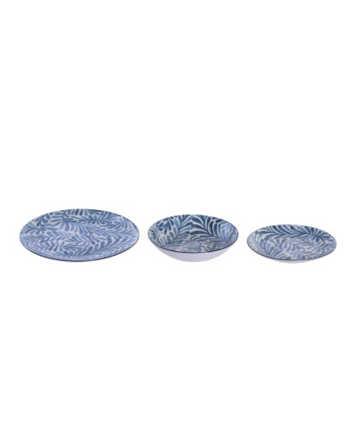 VAJILLA PORCELANA HOJAS AZUL