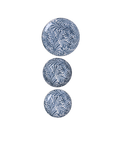 VAJILLA PORCELANA HOJAS AZUL