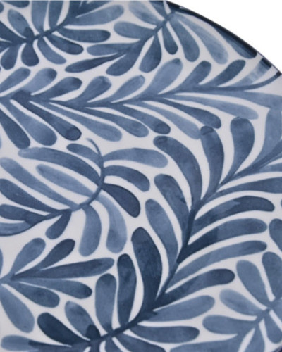 VAJILLA PORCELANA HOJAS AZUL
