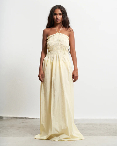 VESTIDO AMARILLO NIDO DE ABEJA