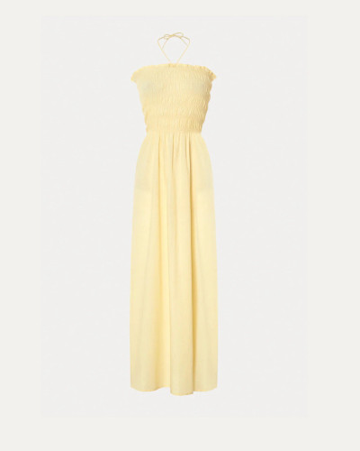 VESTIDO AMARILLO NIDO DE ABEJA