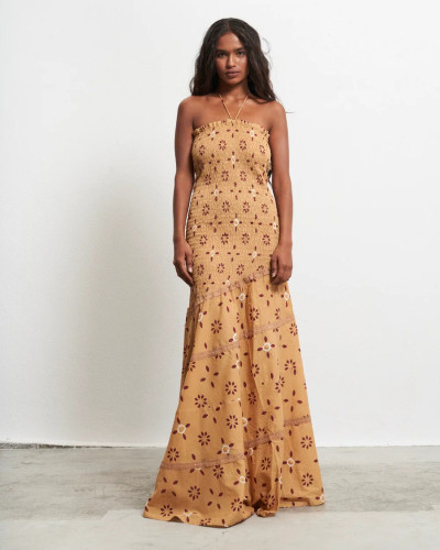 VESTIDO MOSTAZA NIDO DE ABEJA