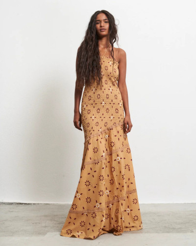 VESTIDO MOSTAZA NIDO DE ABEJA