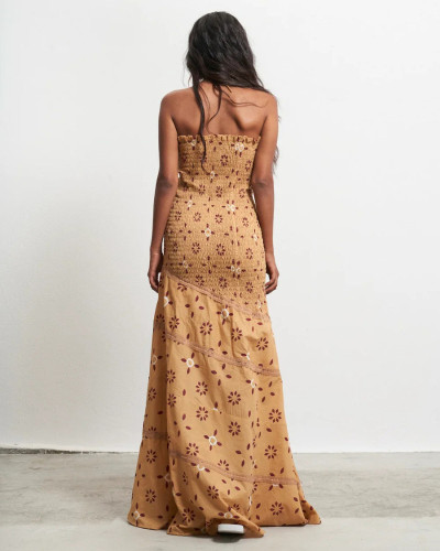 VESTIDO MOSTAZA NIDO DE ABEJA