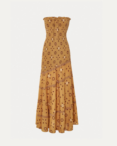 VESTIDO MOSTAZA NIDO DE ABEJA