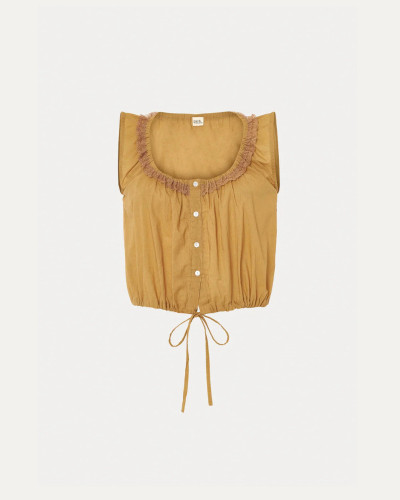 TOP AMARILLO ESCOTE FRUNCIDO