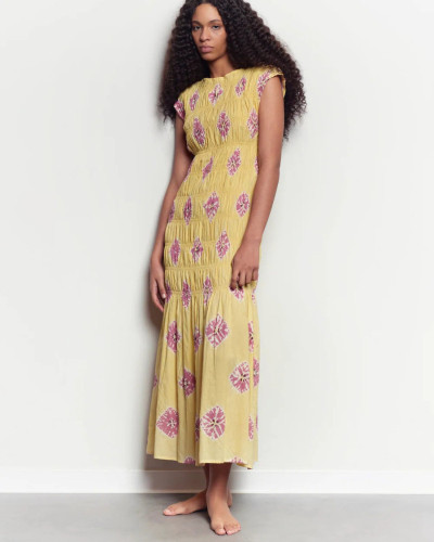 VESTIDO AMARILLO NIDO DE ABEJA