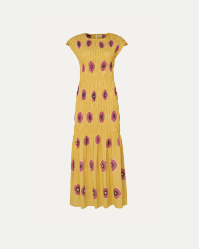 VESTIDO AMARILLO NIDO DE ABEJA