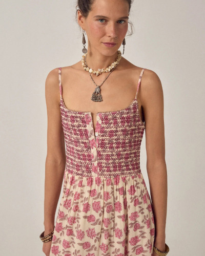 VESTIDO TIRANTES FLORES ROSAS