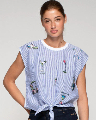 CAMISETA RAYAS AZULES NUDO GOLF