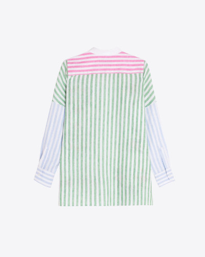 CAMISA BLANCA BORDADO AZUL, VERDE Y ROSA