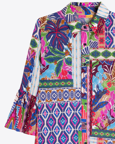 VESTIDO CORTO ESTAMPADO PATCHWORK MULTICOLOR