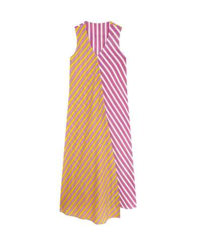 VESTIDO PICO RAYAS MORADO