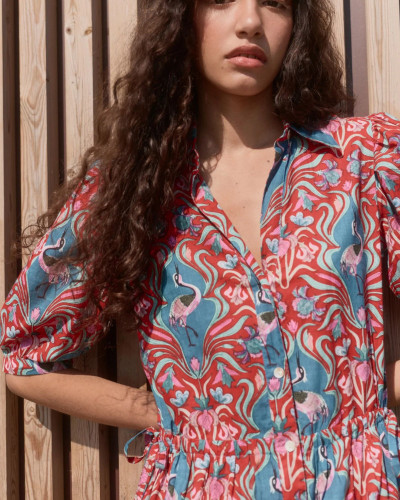 VESTIDO CAMISERO GRULLAS