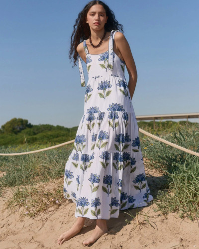 VESTIDO TIRANTES FLORES AZUL