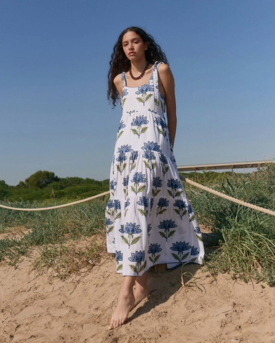 VESTIDO TIRANTES FLORES AZUL